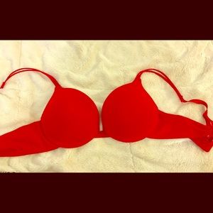 Padded bright red bra 34 B